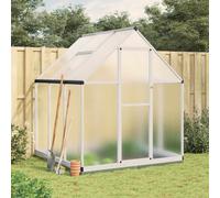 (silver, 169 x 169 x 202 cm) vidaXL Greenhouse with Base Frame Garden Walk in Plant Grow House Aluminium