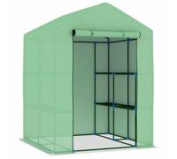 vidaXL Greenhouse with Shelves Steel 143x143x195cm Tomato House Warmhouse