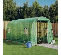 vidaXL Greenhouse Plant House with Steel Frame Polytunnel Greenhouse Green