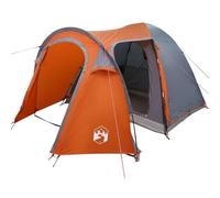 vidaXL Grey and Orange Dome Tent for 6 People | Waterproof, Windproof, Perfect for Outdoors, Breathable Material, with Storage Space, Ideal for Summer Trips and Relaxed Gatherings