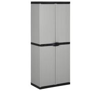 vidaXL Grey&Black Garden Storage Cabinet with 3 Shelves - Robust PVC and Polypropylene Construction, Compact and Secure Outdoor St