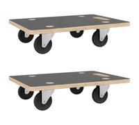 Vidaxl Dolly Trolleys 2 Pcs Rectangular 50X35X11.5 Cm, Grey