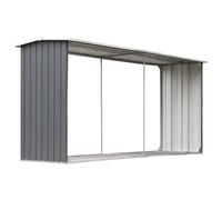 vidaXL Garden Log Storage Shed Galvanised Steel 330x92x153 cm Grey UK HOT