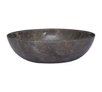 vidaXL Grey Marble Sink, Fully Handmade, Ø40x12 cm, Round Basin, Durable, User-Friendly, Elegant Design, Easy to Clean, Unique Piece for Any Bathroom or Washroom