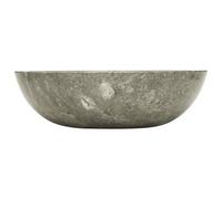 vidaXL Grey Marble Sink, Fully Handmade, Ø40x12 cm, Round Basin, Durable, User-Friendly, Elegant Design, Easy to Clean, Unique Piece for Any Bathroom or Washroom