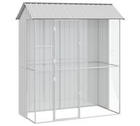 vidaXL Rectangular Metal Bird Cages Set of 3 for Indoor and Outdoor Use | Robust Construction Spacious Accommodations Pets Easy Assembly Grey Cages