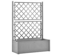 vidaXL Grey Plastic Raised Bed with Self-Watering System and Rattan Structure Perfect for Herbs, Flowers, Climbing Plants