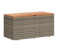 vidaXL Garden Storage Box Grey 110x50x54 cm Poly Rattan Acacia Wood