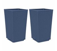 vidaXL Garden Planters 2 pcs Blue Grey 32.5x32.5x57 cm PP