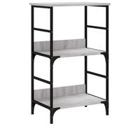 vidaXL Grey Sonoma Bookshelf - Roomy, Engineered Wood Stand Storage Rack with Steel Frame - Industrial Style for Home and Office