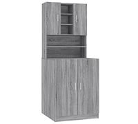 vidaXL Grey Sonoma Engineered Wood Washing Machine Cabinet - Moisture Resistant Laundry Organizer with Multiple Compartments and Modern Design