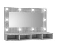(Grey sonoma) vidaXL Mirror Cabinet with LED Washroom Storage Cabinet Bathroom Vanity Unit