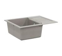 vidaXL Grey Wash Basin 620 x 500 mm 80% Quartz and 20% Resin Stylish Rectangular Granite Kitchen Sink, Modern Functionality, Contemporary Kitchen Worktop, Practical Basin