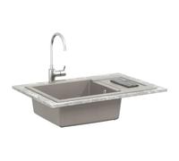 vidaXL Grey Wash Basin 780 x 500 mm 80% Quartz and 20% Resin Stylish Rectangular Granite Kitchen Sink, Modern Functionality, Contemporary Kitchen Worktop, Practical Basin