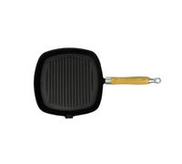 vidaXL Grill Pan with Wooden Handle Cast Iron 20x20 cm