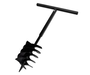 vidaXL Ground Drill with Handle Auger Bit 200 mm Three Spirals Steel Black