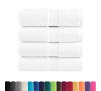 vidaXL Guest Towels - 100% Cotton 600gsm 4pcs White - Ring-Spun Cotton, Absorbent, Machine Washable with Hanging Loop