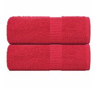 vidaXL Guest Towels - 2 pcs Red Cotton 30x50 cm - Absorbent & Machine Washable with Hanging Loop, 360 gsm, Soft Multipurpose Hand/Face/Gym Towels