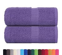 vidaXL guest towels 2 pcs - soft cotton absorbent towels 30x50 cm purple - oeko-tex certified 100% cotton hanging loop