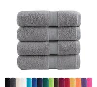 vidaXL Guest Towels - 4 pcs Grey 600gsm 100% Cotton - Absorbent Bath Towel Set - OEKO-TEX Certified, Machine Washable with Hanging Loop, 30x50 cm