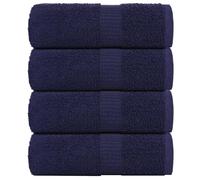 vidaXL Guest Towels - 30x50 cm, Navy Blue, 4 Pcs Set, 360 gsm 100% Cotton, OEKO-TEX Certified, Machine Washable, Bath/Hand/Face/Kitchen/Gym Towels