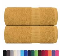 vidaXL Guest Towels - Gold Cotton, 30x50 cm, Absorbent Bath/Face/Hand Towels, 360 gsm, Soft, Machine Washable, Hanging Loop, OEKO-TEX Certified