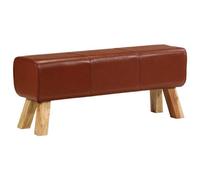 Vidaxl Gym Bok Bench Brown 110 Cm Real Leather And Solid Wood Mango