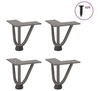 vidaXL Hairpin Legs for Coffee Table 4 pcs Natural Steel 10 cm Solid Steel