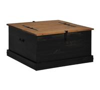 vidaXL HALDEN Solid Pine Storage Chest/Trunk - Black 91x91x47cm - Modern Wood Box for Living Room or Bedroom with Metal Handles