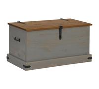 vidaXL HALDEN Storage Chest - Grey Pine Wood Trunk, Coffee Table/Side Table - 91x48x47 cm with Metal Handles for Living Room/Bedroom/Office