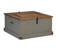 vidaXL HALDEN Storage Chest - Solid Wood 91x47 cm Grey Pine Trunk/Box with Metal Handles - Bedroom, Lounge, Living Room