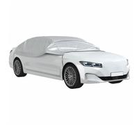 vidaXL Half Car Cover with Hooks, Waterproof UV Protection Sedan Cover for Cars SUVs All Years, Snow Cover for All Season, Silver L PEVA