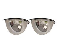 vidaXL 2x Half Domed Traffic Mirrors Outdoor Driveway Convex Road Safety Mirror Convex Garage Traffic Security Road Safety Ø40 cm Acrylic