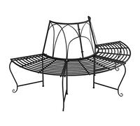 vidaXL Half Round Tree Bench 脴159 cm Black Steel Durable