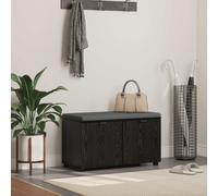 vidaXL Hall Bench Black Oak 80 x 38 x 46 cm Engineered Wood and Fabric