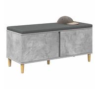vidaXL Hall Bench with Cushion Concrete Grey 100 x 38 x 46 cm, Hall Bench, Rectangular Storage, Modern Entryway Seating, Indoor Furniture, Comfort Cushion, Wooden