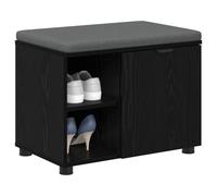 vidaXL Hall Bench with Cushion Plain Black Oak 60 x 38 x 46 cm, Hall Storage, Rectangular Modern Design, Durable Shelf, for Organizing Spaces,