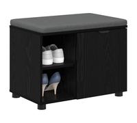 vidaXL Hall Bench with Cushion Plain Black Oak 60 x 38 x 46 cm, Hall Storage, Rectangular Modern Design, Durable Shelf, for Organizing Spaces, Versatile Use, Elegant Look, Compact