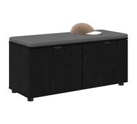 vidaXL Hall Bench with Cushion with Shelf Black Oak 100 x 38 x 46 cm, Modern Hall Bench, Comfortable Storage Seating, Rectangular Design for Entryway, Functional Indoor Furniture, Cushioned Seat