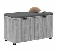 vidaXL Hall Bench with Cushion with Shelf Grey Sonoma 80 x 38 x 46 cm, Modern Hall Bench, Comfortable Storage Seating, Rectangular Design for Entryway, Functional Indoor Furniture, Cushioned Seat
