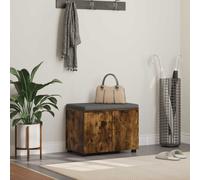 vidaXL Hall Bench with Cushion with Shelf Smoked Oak 60 x 38 x 46 cm