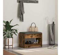 vidaXL Hall Bench with Cushion with Shelf Smoked Oak 63 x 38 x 45 cm