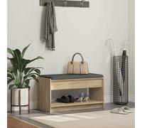 Hall Bench Sonoma Oak 83x38x45cm Engineered Wood Fabric Cushion with Shelf Slim