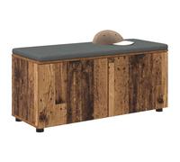 vidaXL Hall Bench with Cushion with Storage Old Wood 100 x 38 x 46 cm, Elegant Hall Storage Bench, Rectangular Seating for Entryway, Multifunctional Indoor Furniture, Modern Design, Cushioned Seat