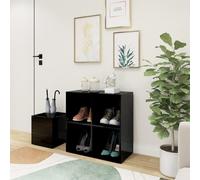 vidaXL Hall Shoe Cabinet High Gloss Black 105x35.5x70 cm Engineered Wood