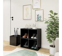 vidaXL Hall Shoe Cabinet High Gloss Grey Engineered Wood Storage Organiser