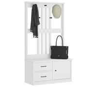 vidaXL Hall Tree SANDNES White 87x40x159.5cm Solid Wood Pine