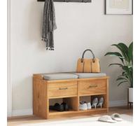 Acacia Finish Solid Pinewood Hallway Bench 87x40x50 cm with Storage Compartments