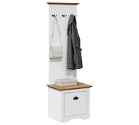 Hallway Cabinet White & Honey Brown Engineered Wood 50x40x156.7 cm with Drawer &