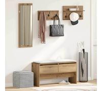 Hallway Furniture Set 4 Piece Shoe Bench Coat Hanger Engineered Wood vidaXL